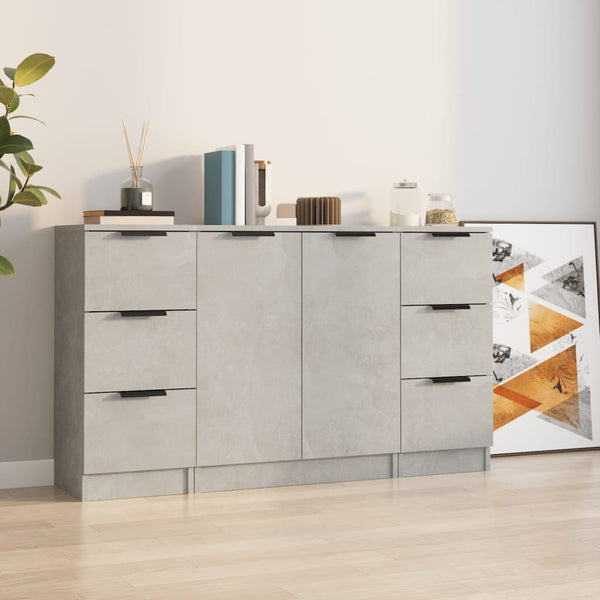 Betongraue Kommoden Yaoz (3-teilig, Holz)