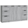 Graues Sideboard Yaoz (3er-Set in Sonoma-Holzoptik)