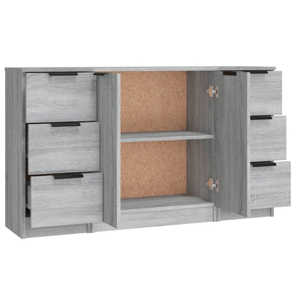 Graues Sideboard Yaoz (3er-Set in Sonoma-Holzoptik)