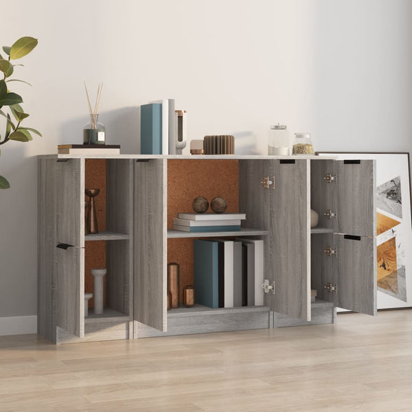 Graue Kommode Floretta (3 Stück Sonoma-Holz)