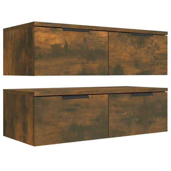 Wildeiche-Wandschränke Finley 68x30x20cm (2 Stück, Holz)