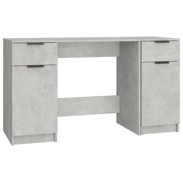 Betongrauer Schreibtisch mit Seitenablage Aivanesei (Holz)