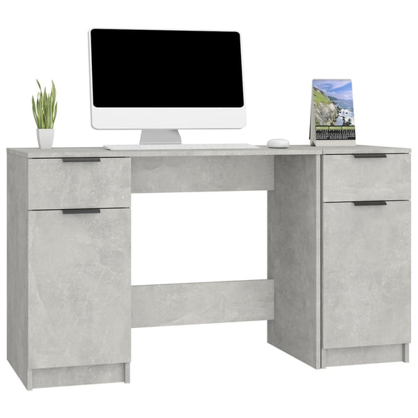Betongrauer Schreibtisch mit Seitenablage Aivanesei (Holz)