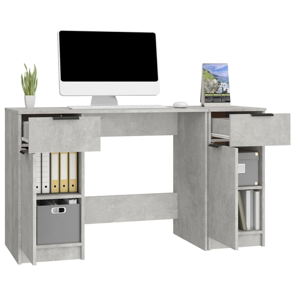 Betongrauer Schreibtisch mit Seitenablage Aivanesei (Holz)