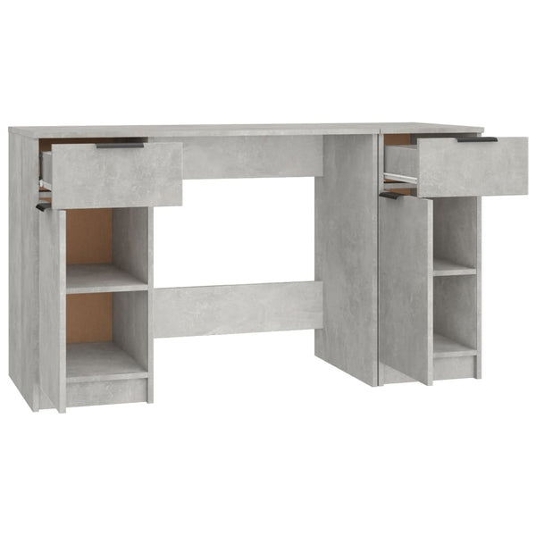 Betongrauer Schreibtisch mit Seitenablage Aivanesei (Holz)
