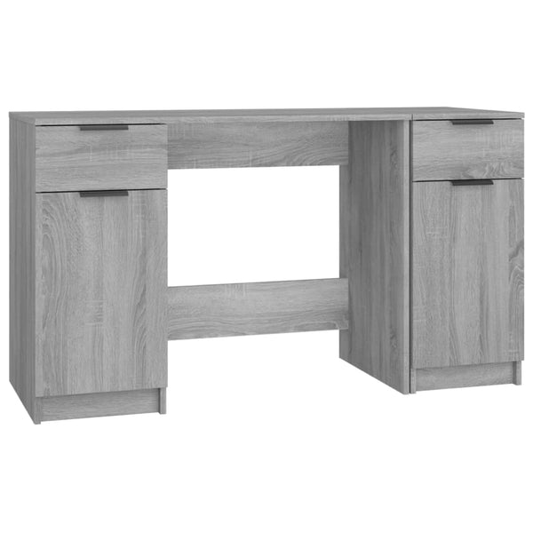 Grauer Schreibtisch mit Seitenablage Aivanesei (Sonoma-Holz)