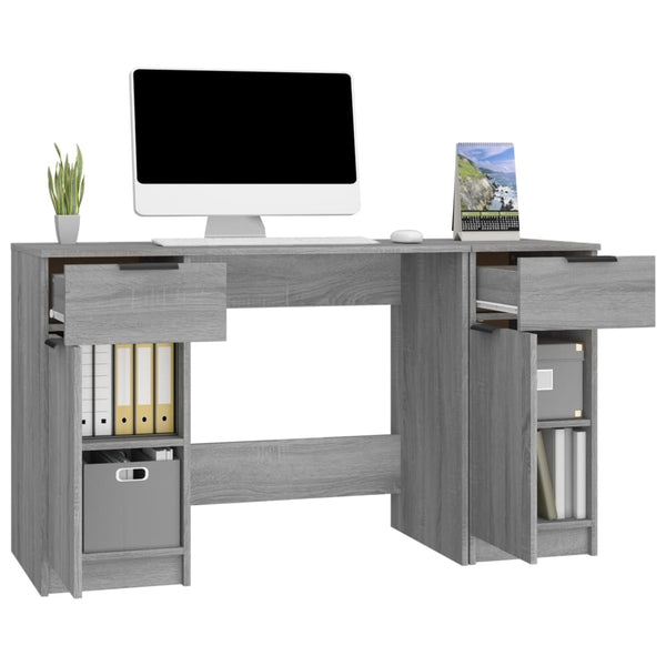 Grauer Schreibtisch mit Seitenablage Aivanesei (Sonoma-Holz)