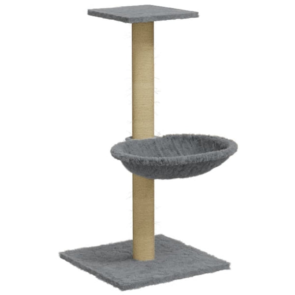 Hellergrauer Katzenkratzbaum mit Sisalkratzsäule Total 74cm