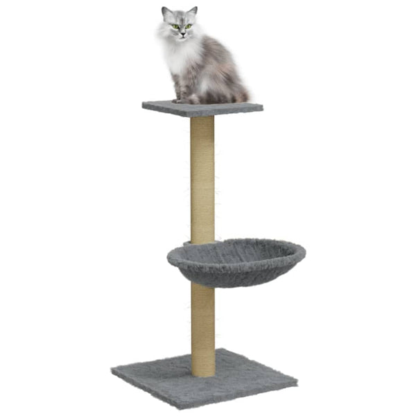 Hellergrauer Katzenkratzbaum mit Sisalkratzsäule Total 74cm