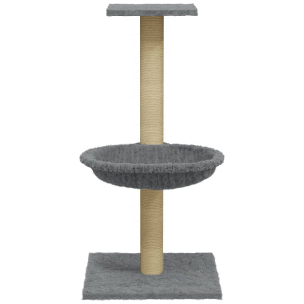 Hellergrauer Katzenkratzbaum mit Sisalkratzsäule Total 74cm