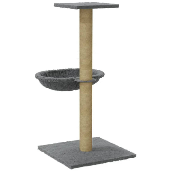 Hellergrauer Katzenkratzbaum mit Sisalkratzsäule Total 74cm