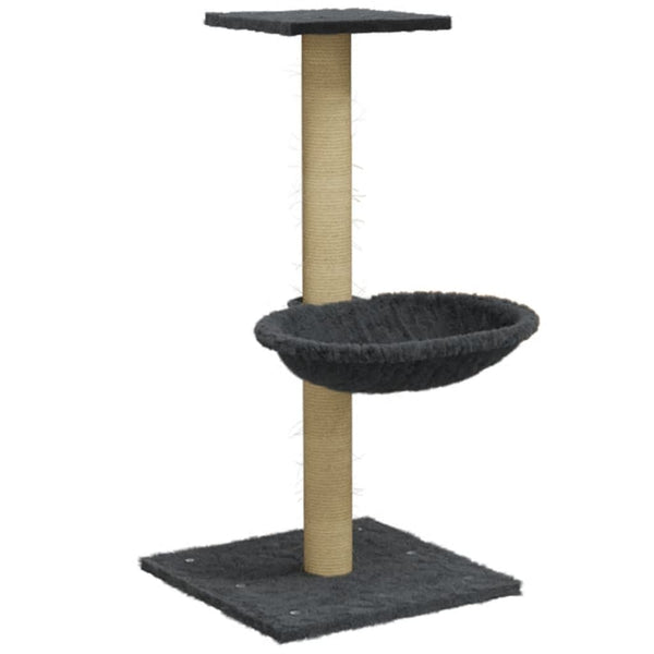 Dunkelgrauer Katzenkratzbaum mit Sisal-Kratzsäule Total 74cm