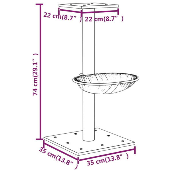 Dunkelgrauer Katzenkratzbaum mit Sisal-Kratzsäule Total 74cm