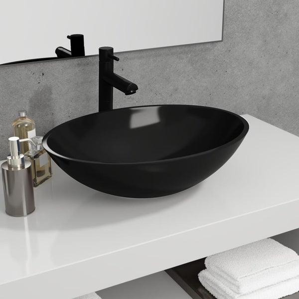 Waschbecken schwarz Glas Volcotrub 50x37x14cm