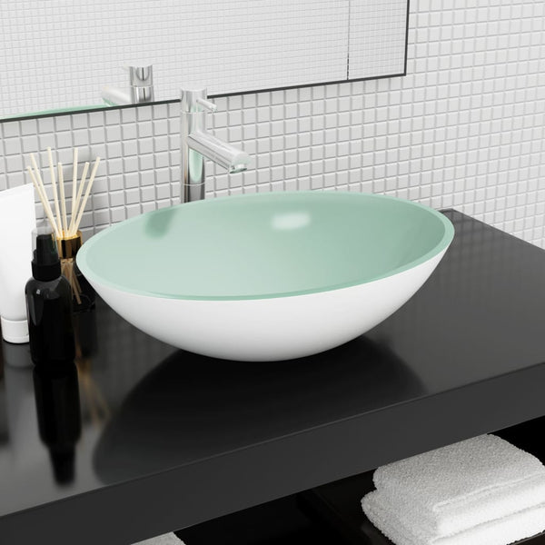 Weißes Waschbecken aus Glas Volcotrub 50x37x14cm