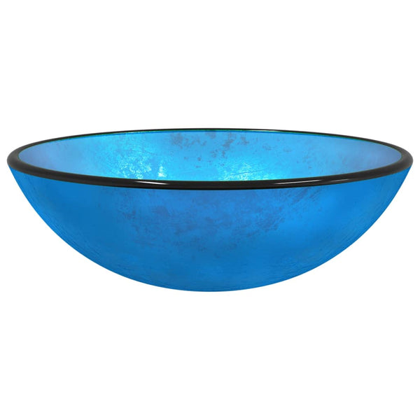 Blaues Waschbecken aus gehärtetem Glas Zadic 42x14cm