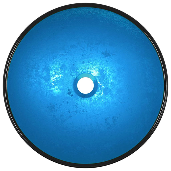 Blaues Waschbecken aus gehärtetem Glas Zadic 42x14cm