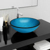 Blaues Waschbecken aus gehärtetem Glas Zadic 42x14cm