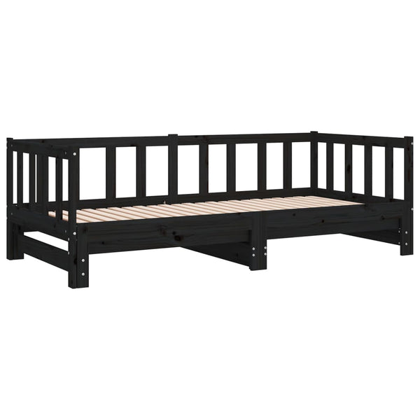Schwarzes Schlafsofa Ausziehbar Minusa 90x190cm (2x, Kiefer)