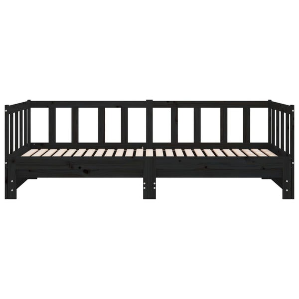 Schwarzes Schlafsofa Ausziehbar Minusa 90x190cm (2x, Kiefer)