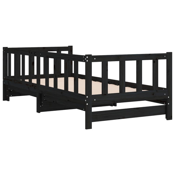 Schwarzes Schlafsofa Ausziehbar Minusa 90x190cm (2x, Kiefer)