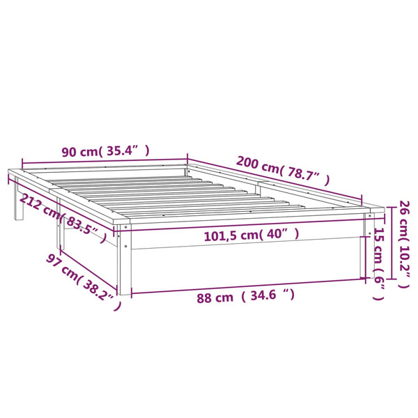 Bettrahmen Amosie 90x200cm (Holz mit LED-Beleuchtung)