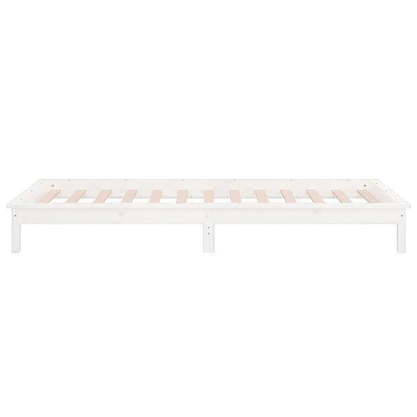 Bettgestell mit LED-Beleuchtung weiß 90x200 cm Massivholz
