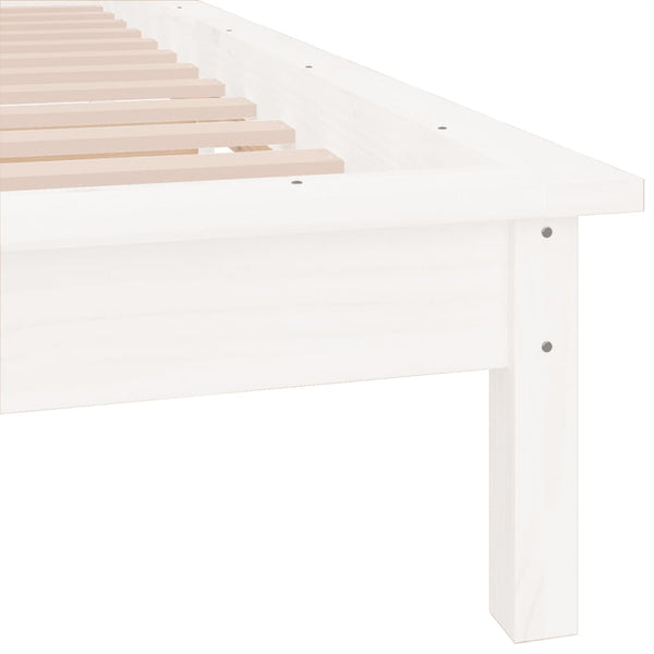 Bettgestell mit LED-Beleuchtung weiß 90x200 cm Massivholz