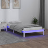 Bettgestell mit LED-Beleuchtung weiß 90x200 cm Massivholz