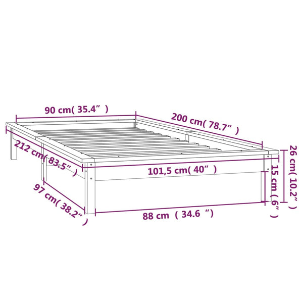 Schwarzes Bettgestell mit LED-Beleuchtung Amosie 90x200cm (Holz)