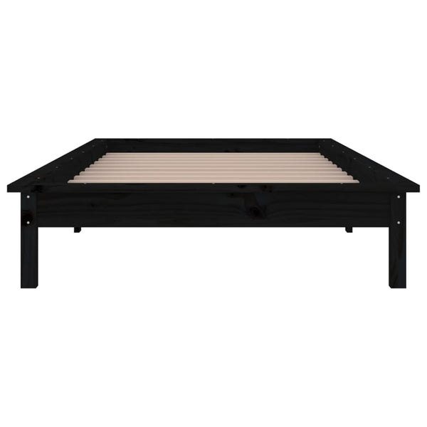 Schwarzes Bettgestell mit LED-Beleuchtung Amosie 90x200cm (Holz)
