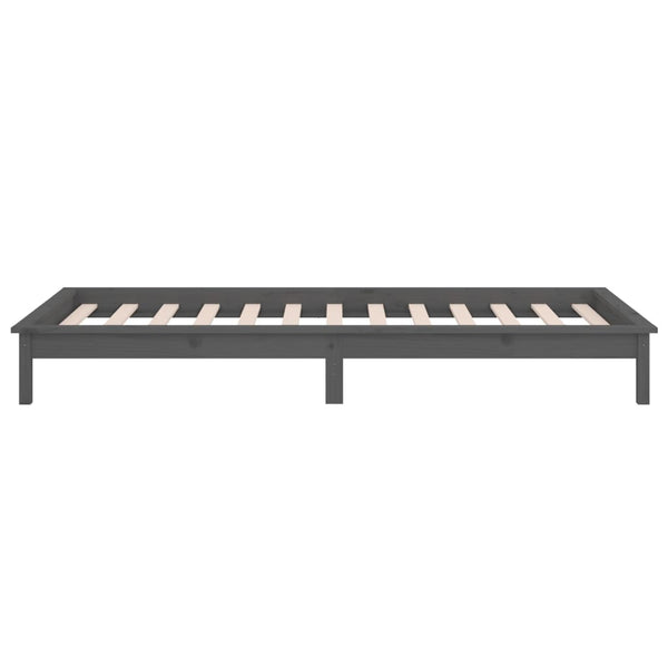 Graues Bettgestell mit LED-Beleuchtung Amosie 100x200cm (Holz)