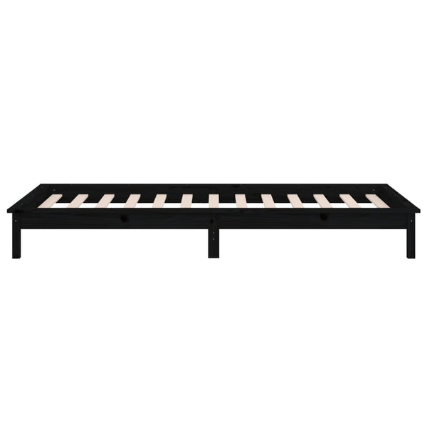Musta sängynrunko led-valoilla Amosie 100x200cm (puu)