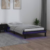 Musta sängynrunko led-valoilla Amosie 100x200cm (puu)