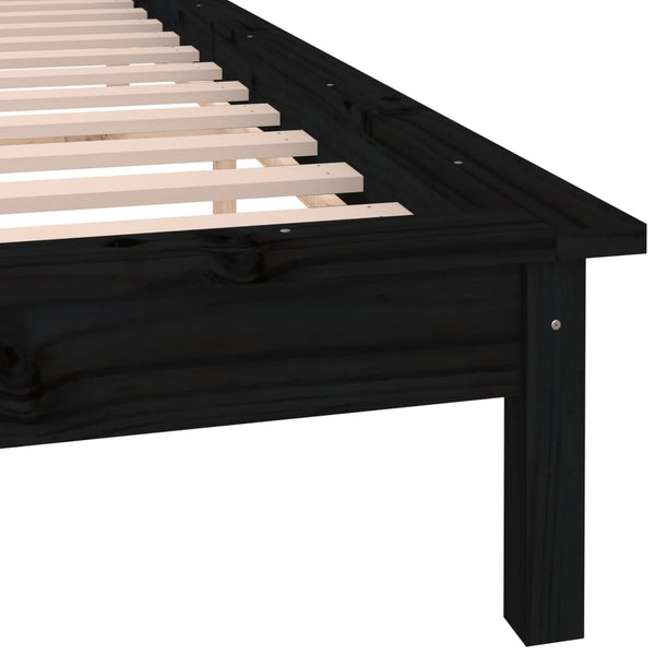 Musta sängynrunko led-valoilla Amosie 200x200cm (puu)