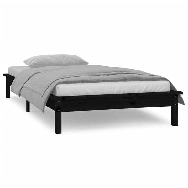 Schwarzes Bettgestell LED Amosie 75x190cm (kleines Einzelholz)