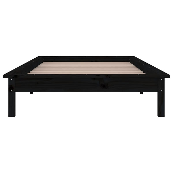 Schwarzes Bettgestell LED Amosie 75x190cm (kleines Einzelholz)