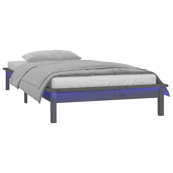 Led-valoilla varustettu musta sängynrunko Amosie 90x190cm (single, puu)