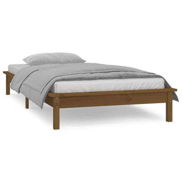 Honigbraunes Bettgestell Amosie 90x190cm (LED, Einzelbett, Holz)