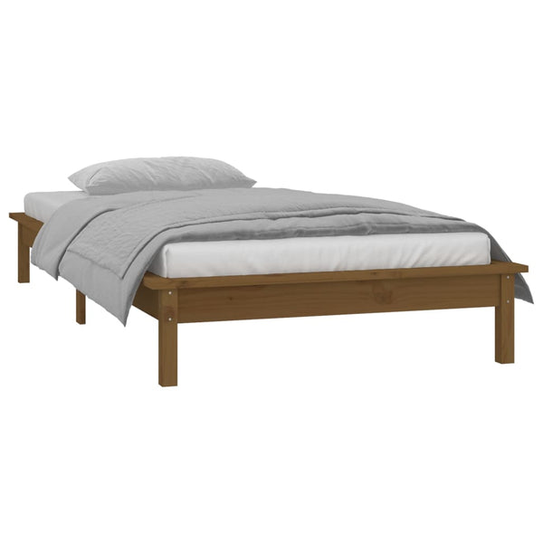 Honigbraunes Bettgestell Amosie 90x190cm (LED, Einzelbett, Holz)