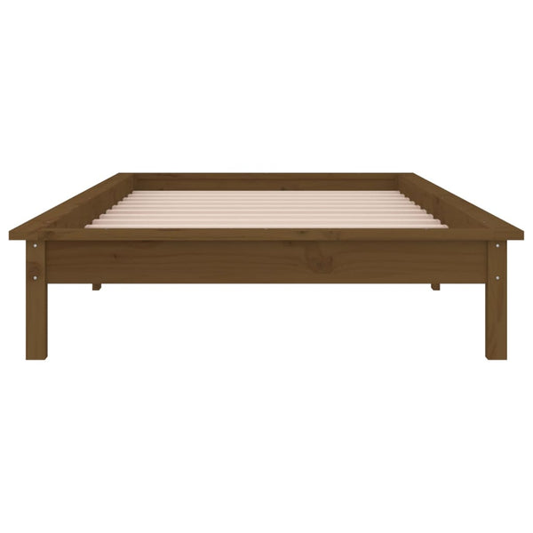 Honigbraunes Bettgestell Amosie 90x190cm (LED, Einzelbett, Holz)