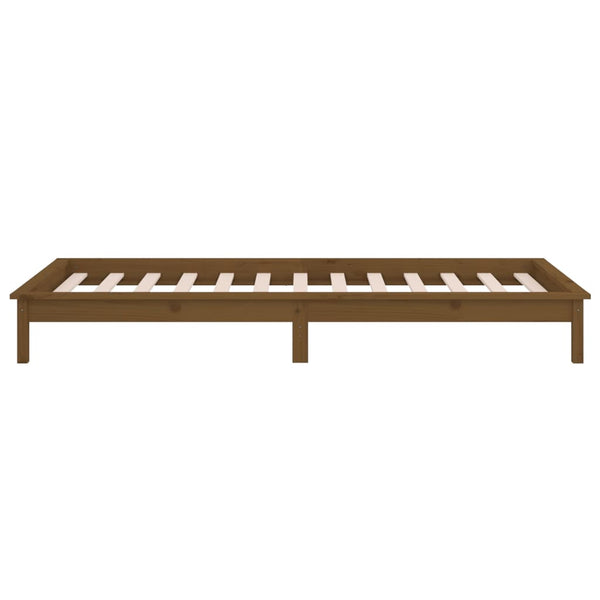 Honigbraunes Bettgestell Amosie 90x190cm (LED, Einzelbett, Holz)