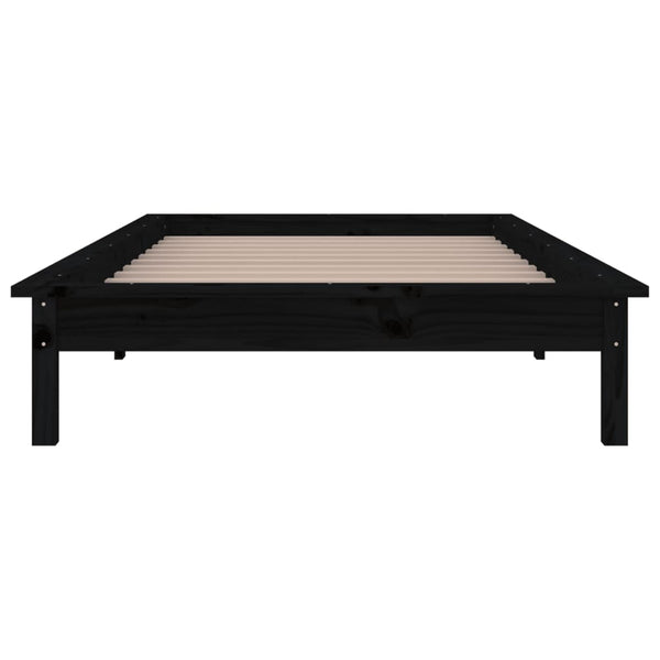 Amosie musta sängynrunko led-valoilla 90x190cm (puu, single)