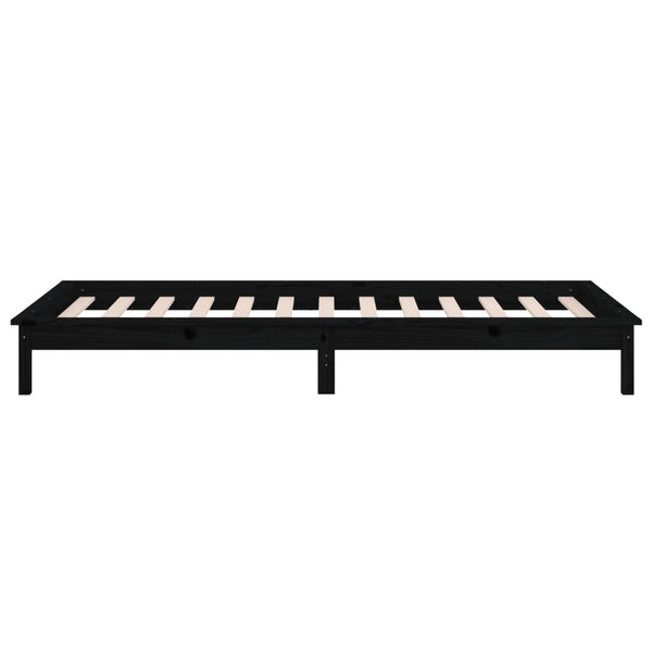 Amosie musta sängynrunko led-valoilla 90x190cm (puu, single)
