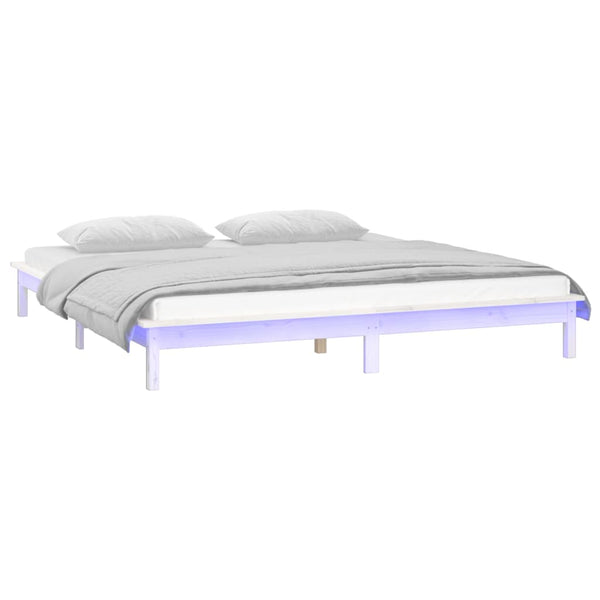 Bettrahmen LED weiß 120x190 cm Small Double Massivholz