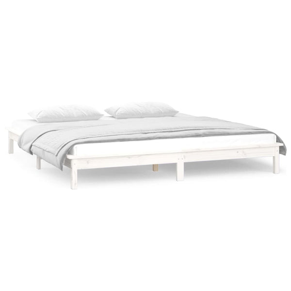 Bettrahmen LED weiß 120x190 cm Small Double Massivholz