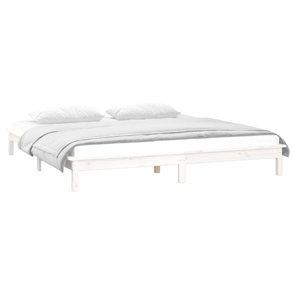 Bettrahmen LED weiß 120x190 cm Small Double Massivholz