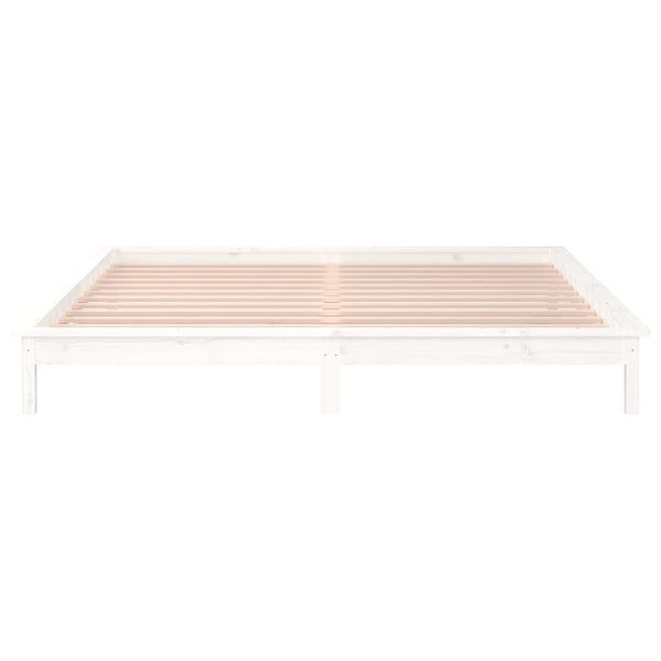 Bettrahmen LED weiß 120x190 cm Small Double Massivholz
