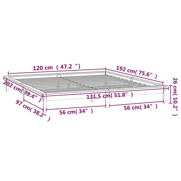 Harmaa sängynrunko led Amosie 120x190cm (small double puu)