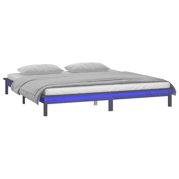 Harmaa sängynrunko led Amosie 120x190cm (small double puu)